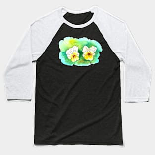 Yellow and White Pansy Flowers Baseball T-Shirt